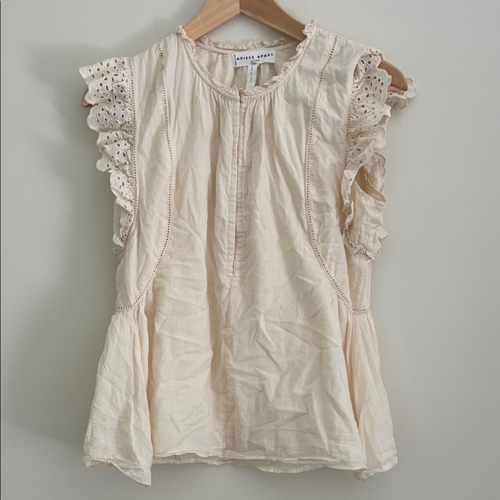 Apiece Apart Cream Ruffled Blouse